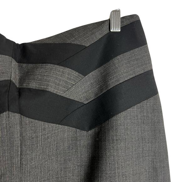 BCBGMaxAzria Gray Wool Black Chevron Paneled Knee Length Pencil Skirt Size 12 - Picture 3 of 10